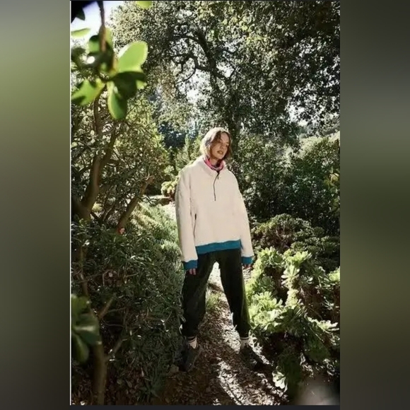 Free People Movement,  Over The Rainbow Fleece, Ivory/Blue/Pink, Size XS - Picture 2 of 12